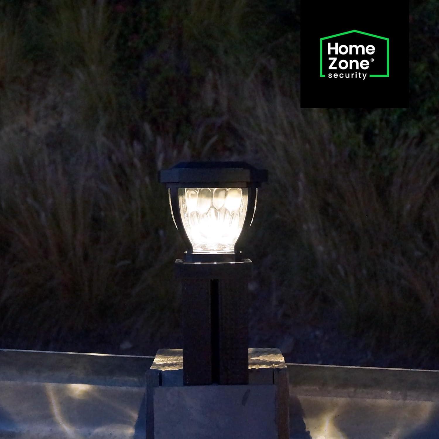 Home Zone Security Solar Post Cap Lights - Decorative Glass LED Outdoor Fits 3.5 x 3.5 in. Post Lights, Black (12-Pack)