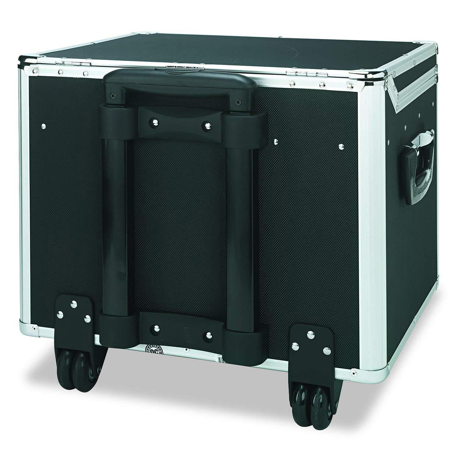 Vaultz Locking Mobile Rolling File Storage Chest, Letter/Legal Wheelie Case, Black/White Stripes