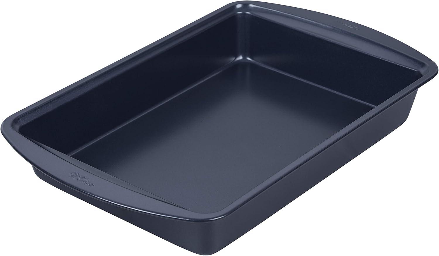Wilton Non-Stick Diamond-Infused Navy Blue Oblong Baking Pan with Cover, 9 x 13-inch