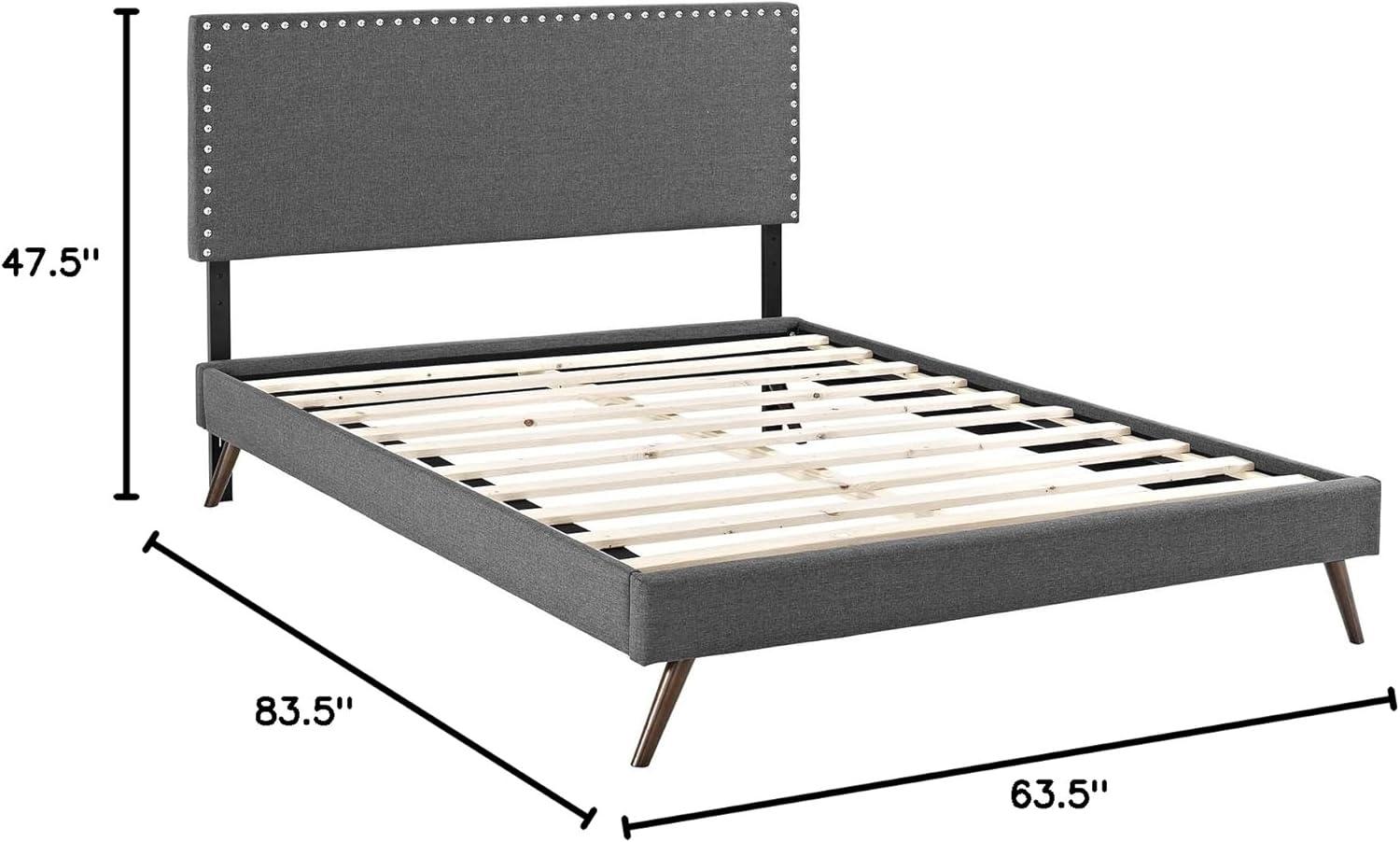 Modway Macie Queen Fabric Platform Bed with Round Splayed Legs