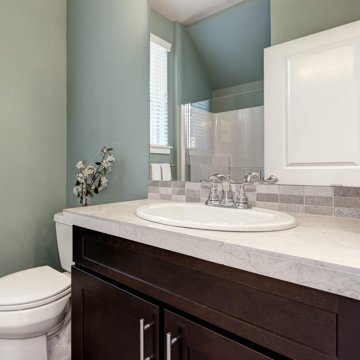 White Ceramic Oval Drop-In Sink with Pre-Drilled Holes