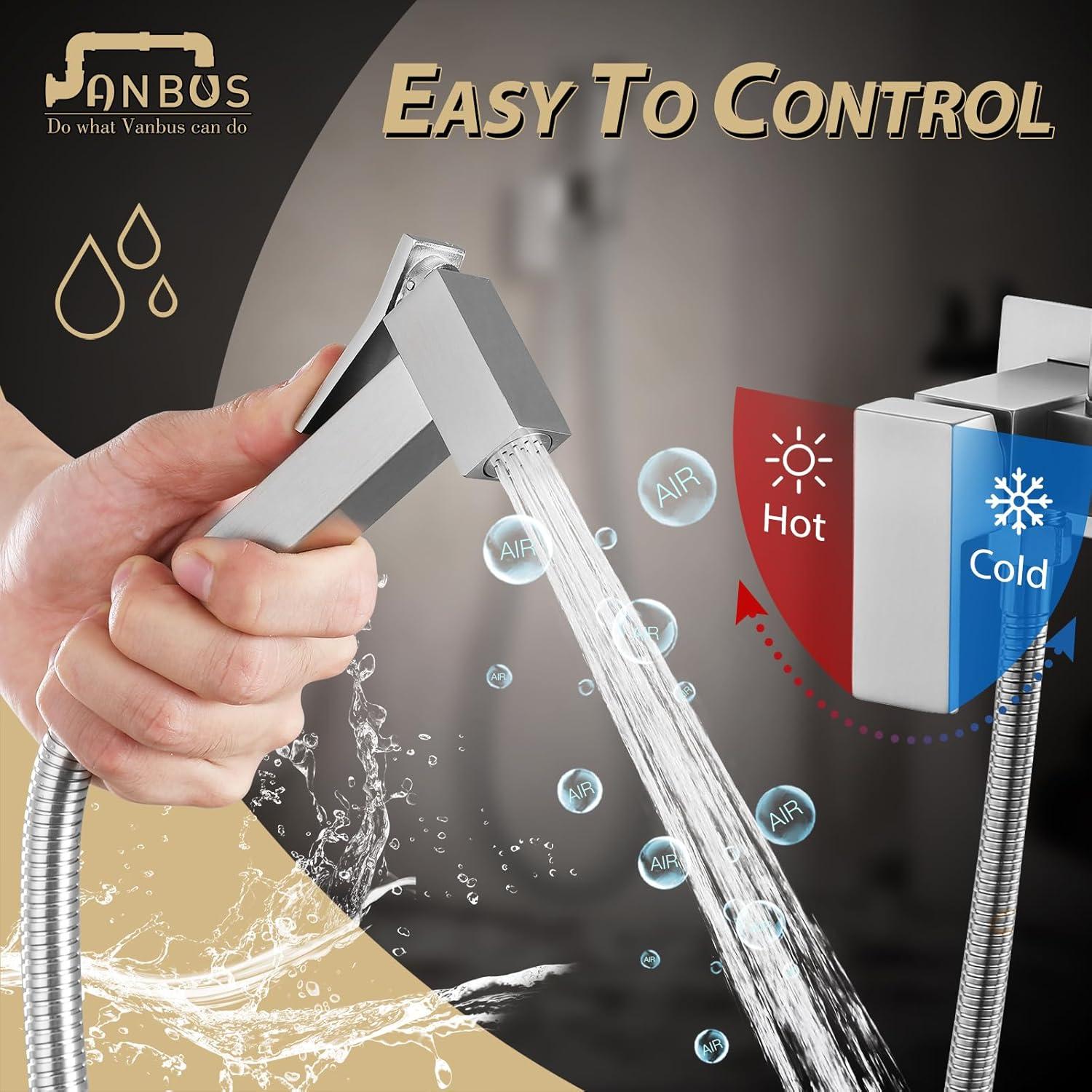 AWZTOO Handheld Bidet Sprayer Stainless Steel Brushed Nickel Bidet Hand Held Sprayer for Toilet Shattaf Toilet Attachment