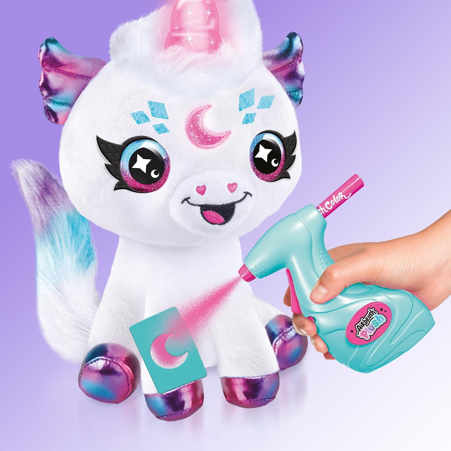 Canal Toys Airbrush Plush Cosmic Light Up Unicorn! Decorate, wash, Repeat! Customize Your own Spray Art Plush. Light up Fortune teller's Horn. Ages 6+