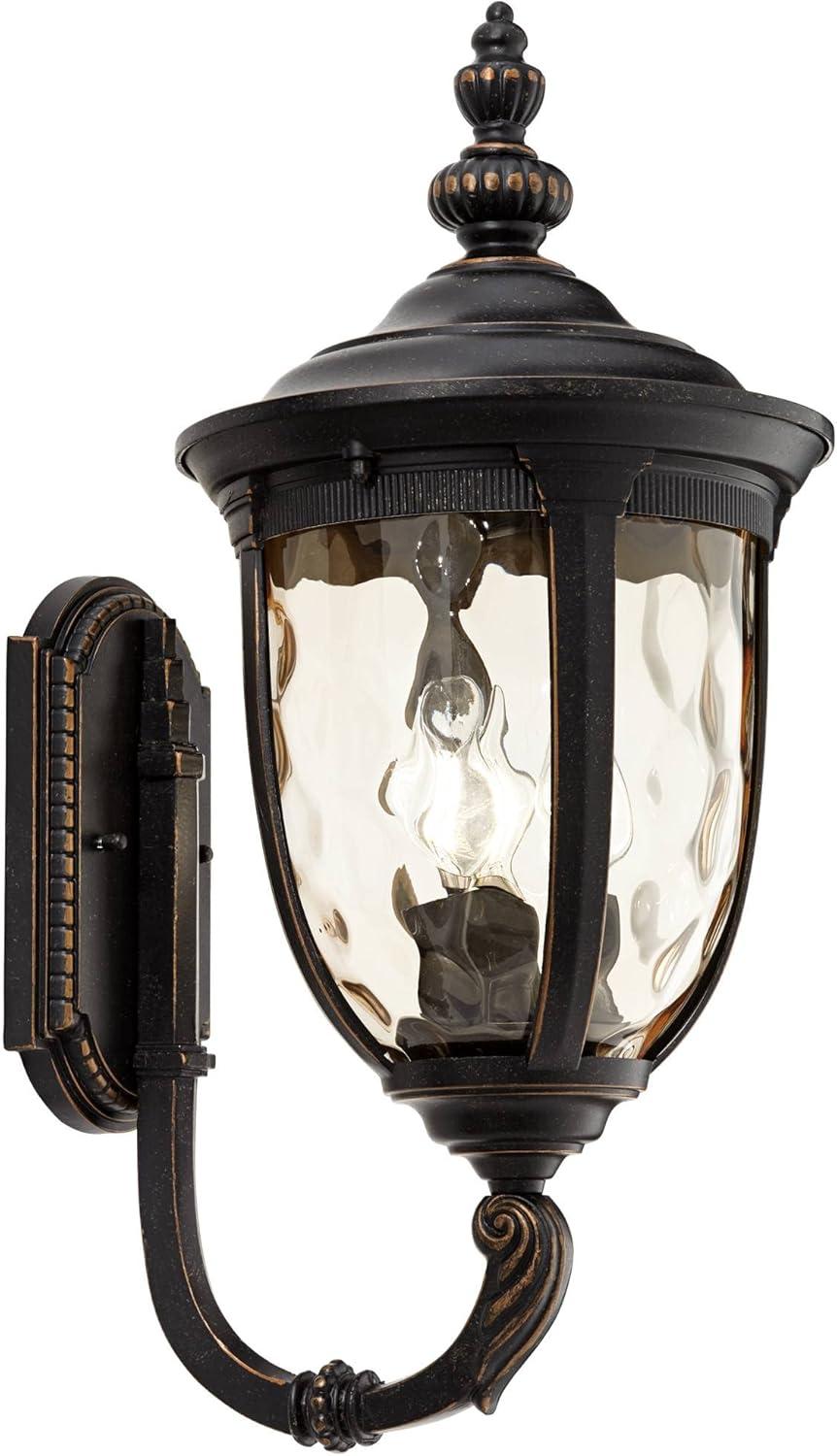 John Timberland Bellagio Vintage Rustic Outdoor Wall Light Fixture Veranda Bronze Upbridge 21" Hammered Glass Sconce for Post Exterior Barn Deck House