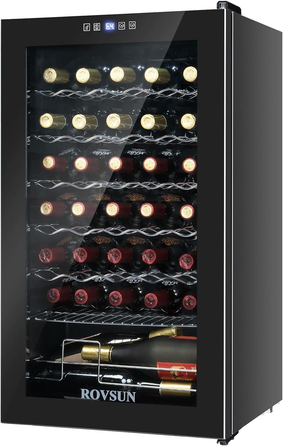 Ktaxon 34 Bottle Compressor Wine Cooler Freestanding Wine Fridge, Fast Cooling, Low Noise