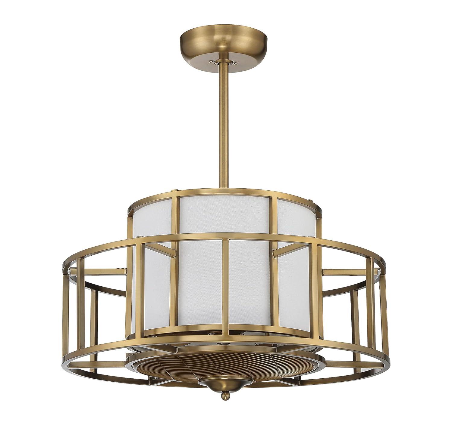 Warm Brass Four Light Fan D'Lier from the Oslo Collection
