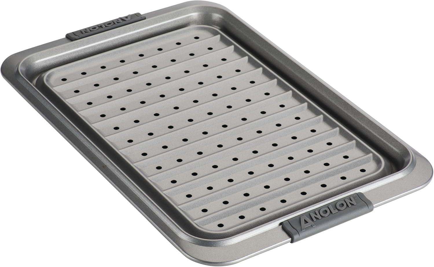 Anolon Advanced Bakeware10 inch x 15 inch Nonstick Sheet Pan and Crisper Set, Graphite