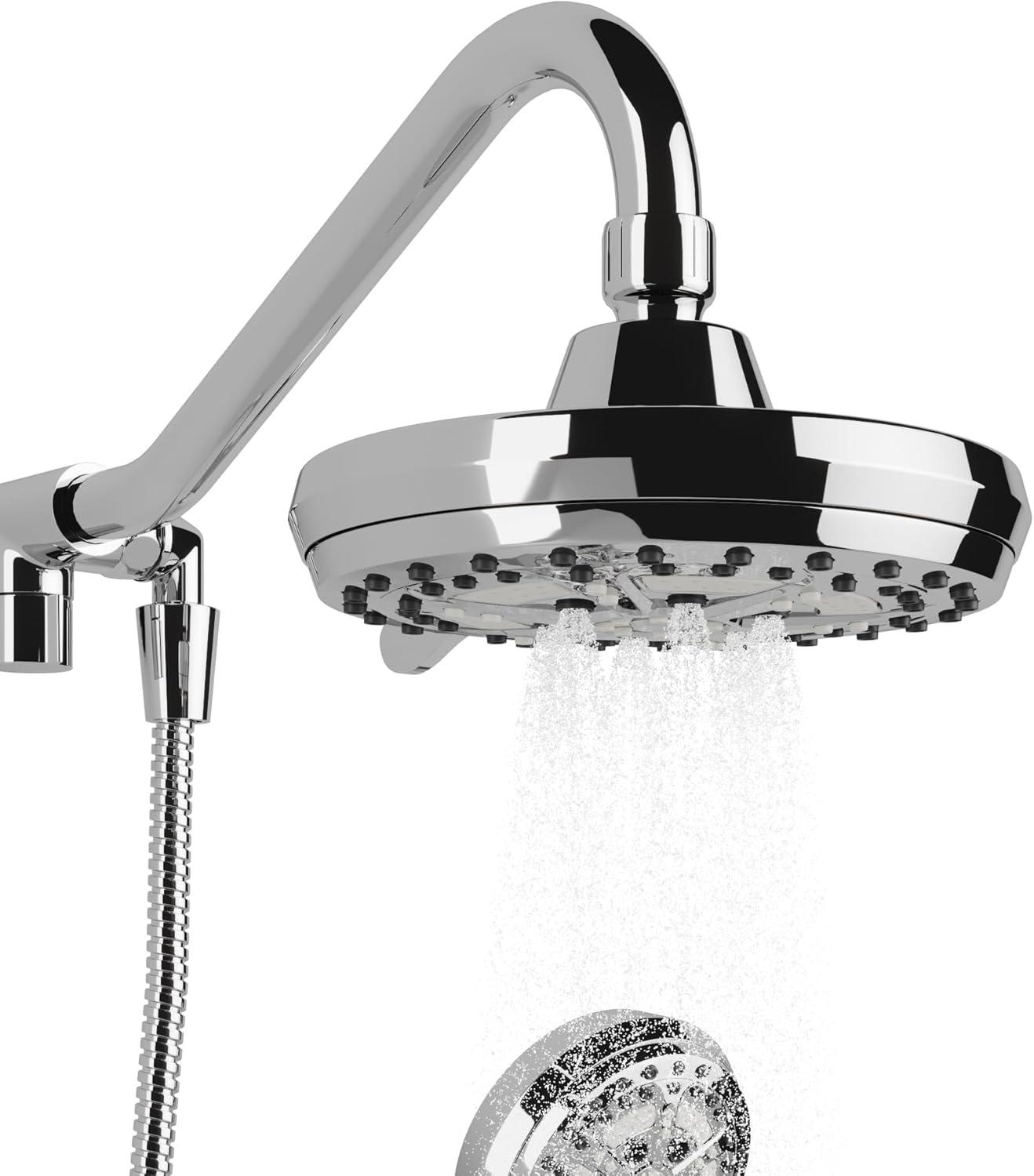 Chrome Dual Shower Head and Handheld Shower System