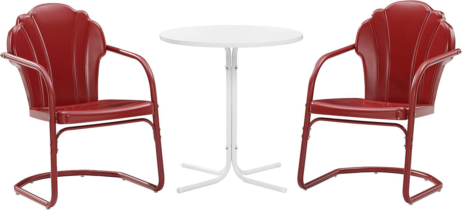 Crosley 3pc Tulip Retro Metal Bistro Set Red