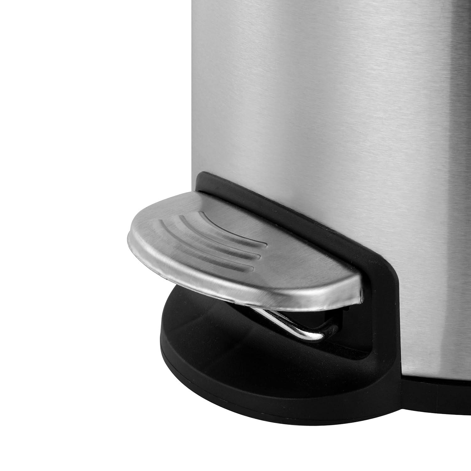 1.32 Gal./5 Liter Stainless Steel Round Step-on Bathroom and Office Kitchen Trash Can