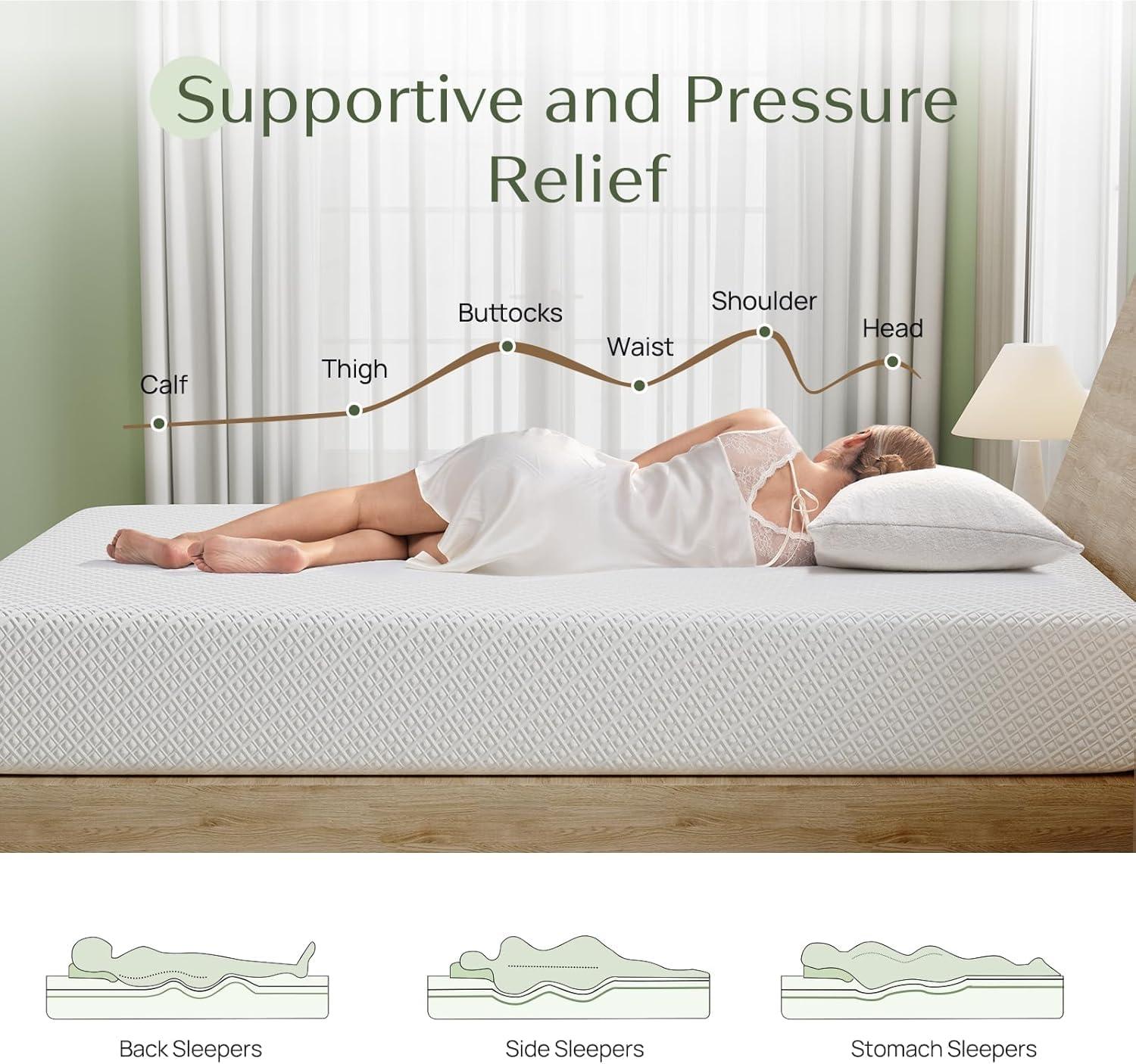 Rolanstar Full Size Mattress, 6 Inch Gel Memory Foam Mattress in a Box, Fiberglass Free, Breathable for Cooler Sleep Supportive & Pressure Relief, CertiPUR-US Certified, White