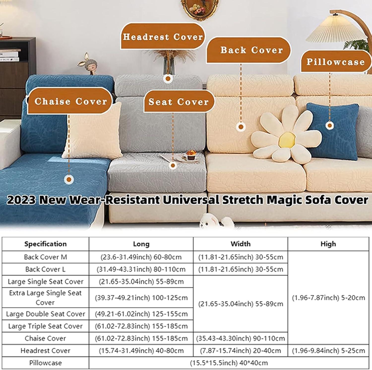 Magic Sofa Covers,Sofa Hero Covers,2024 New Wear-Resistant Universal Sofa Covers Washable Stretch Cushion Couch Covers for Sectional Sofa, (Sea Blue, Large Triple Seat Cover)