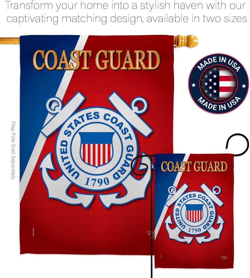 Breeze Decor H108056-BO Coast Guard Americana Military Impressions Decorative Vertical 28" x 40" Double Sided House Flag