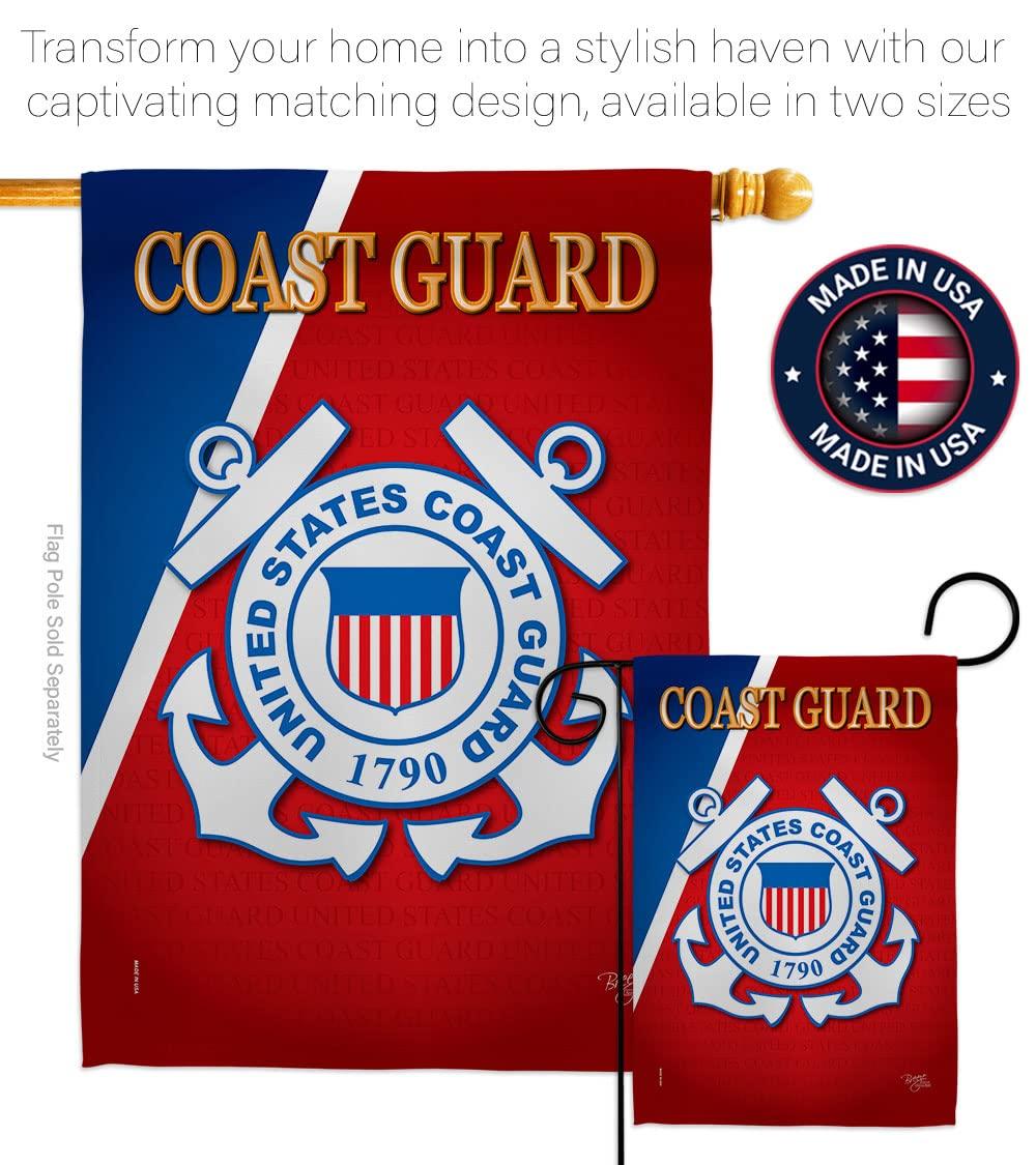 Breeze Decor H108056-BO Coast Guard Americana Military Impressions Decorative Vertical 28" x 40" Double Sided House Flag