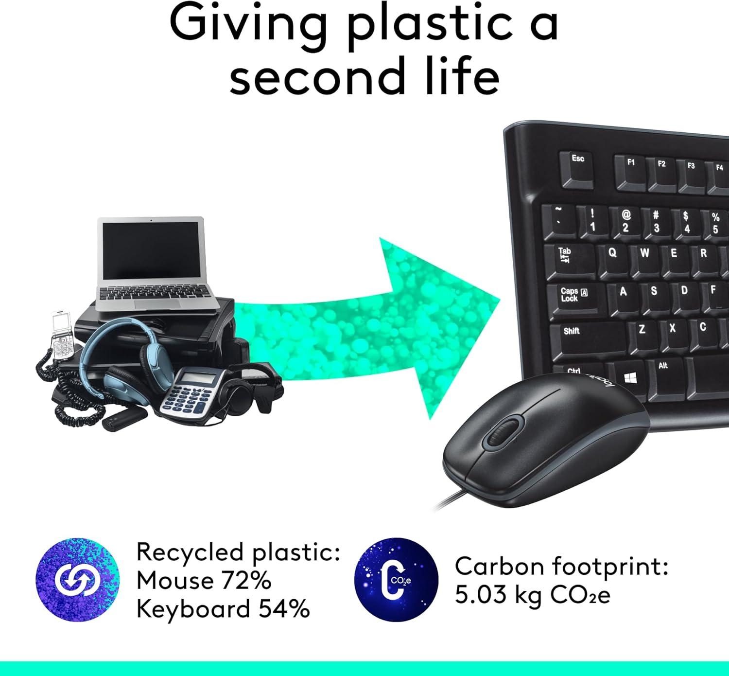 Mk120 Wired Keyboard + Mouse Combo, Usb 2.0, Black