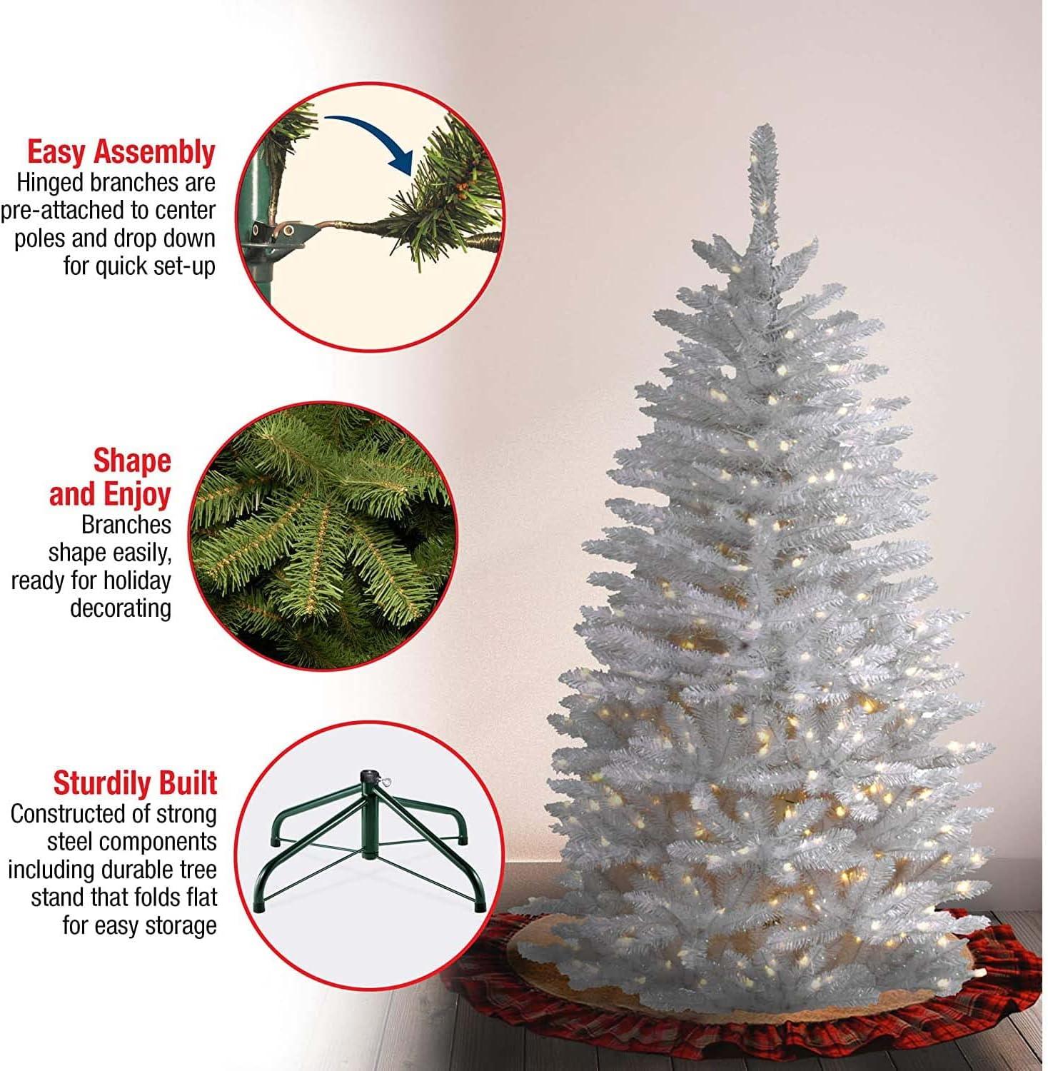 Prelit Slim White Kingswood Fir Artificial Christmas Tree Clear Lights - National Tree Company