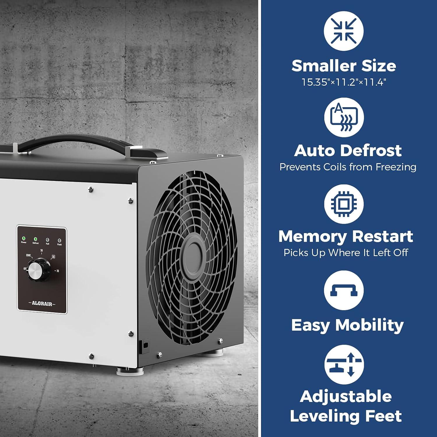 Compact Black and White Portable Commercial Dehumidifier with Hose