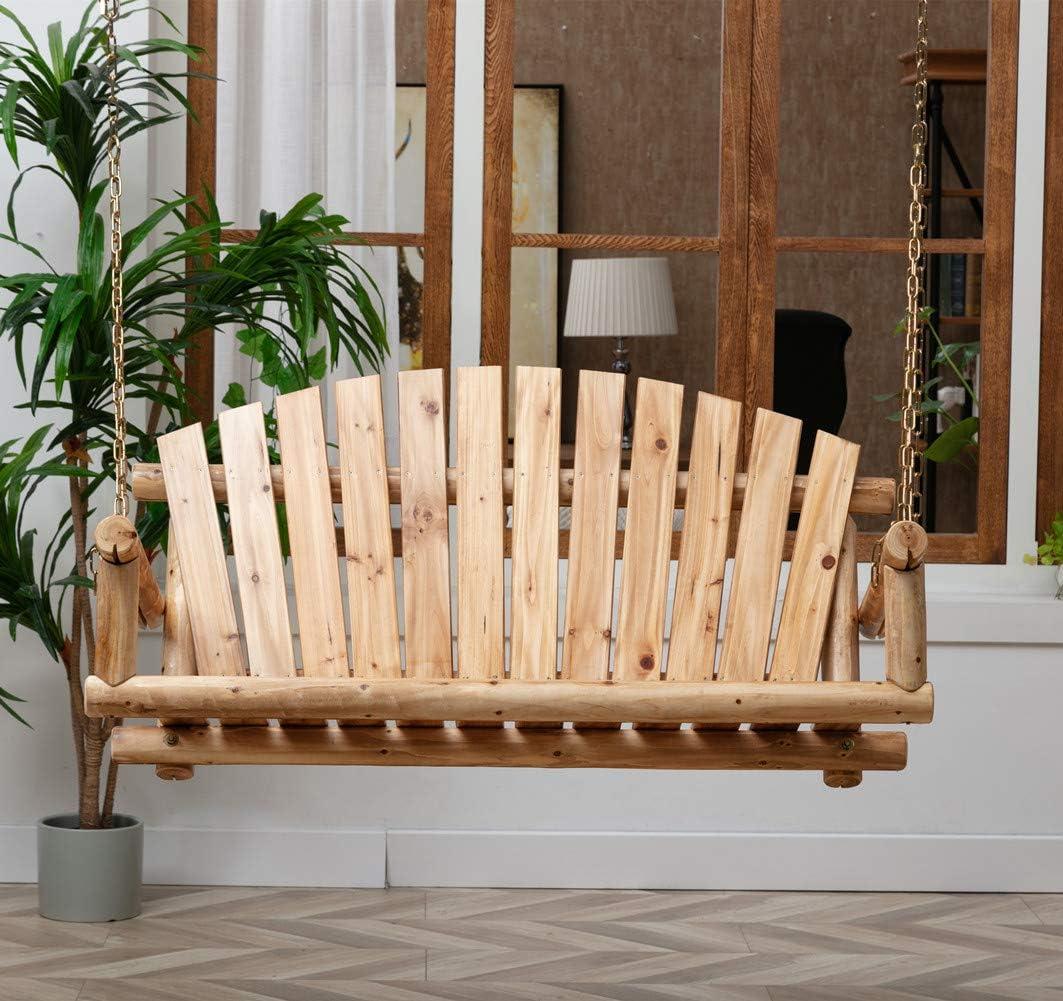 Anraja 4 Foot 2 Seat Porch Swing Hanging Wood, Unfinished