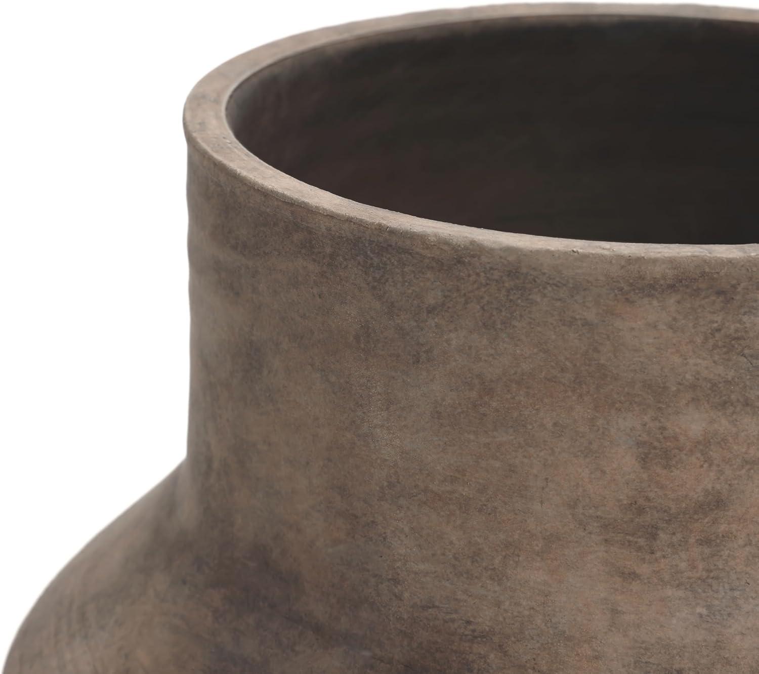 LuxenHome Brown Ombre Terracotta 11.4-Inch Round Vase