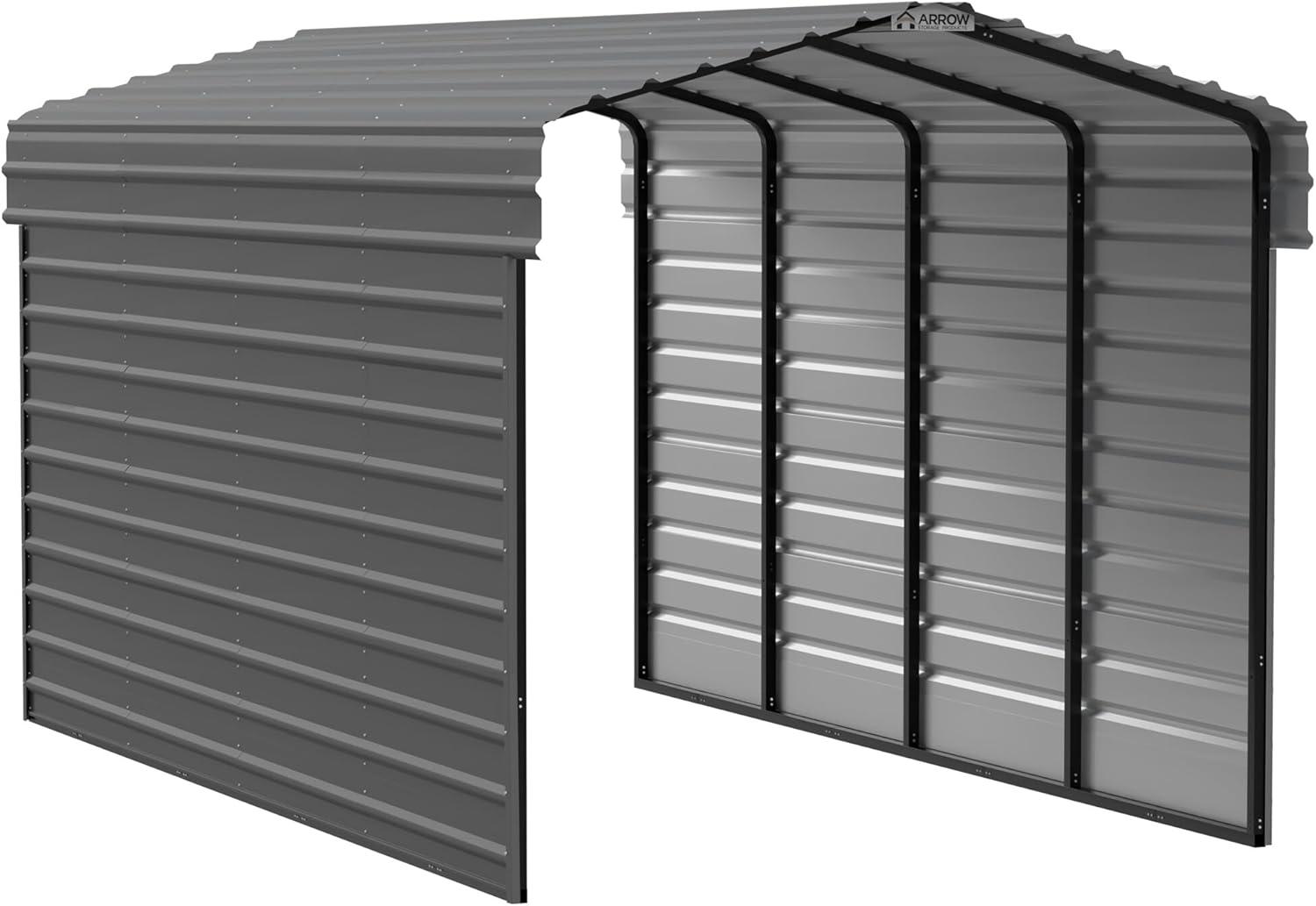 Arrow Arrow Steel Carport with 2 Side Wall Kits, 10x20x09