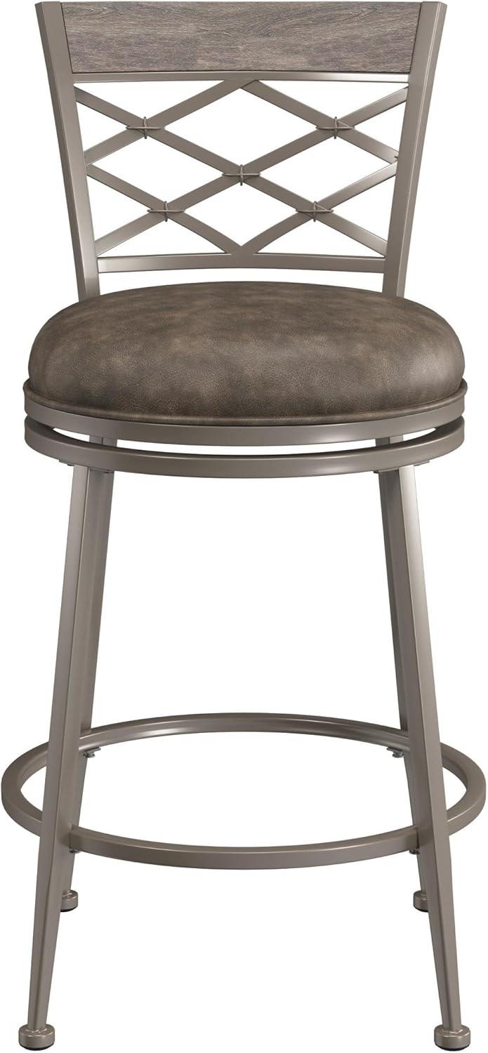 Hutchinson Gray Wood and Metal Swivel Counter Stool