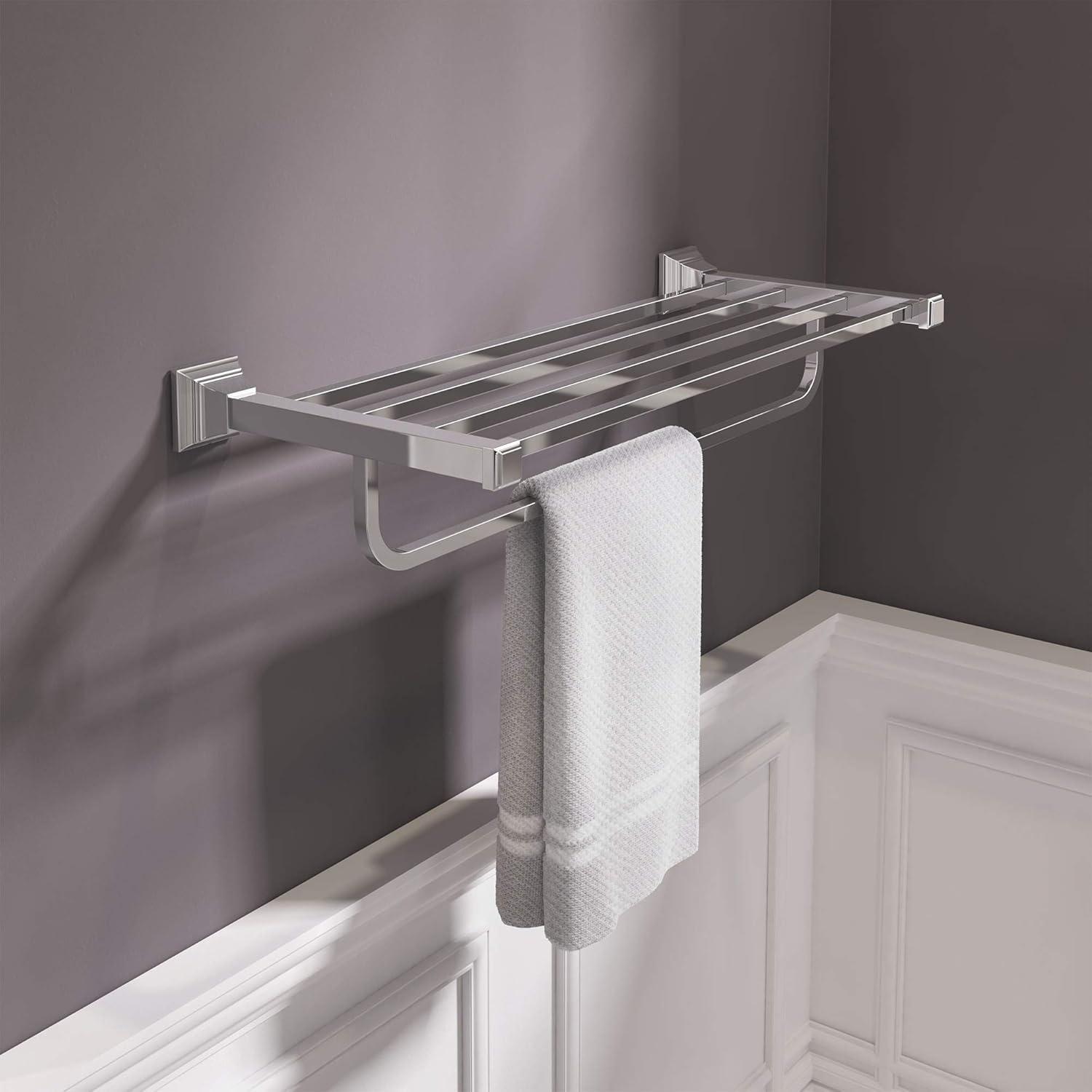 Chrome 24-Inch Wall Mounted Towel Rack with Shelf