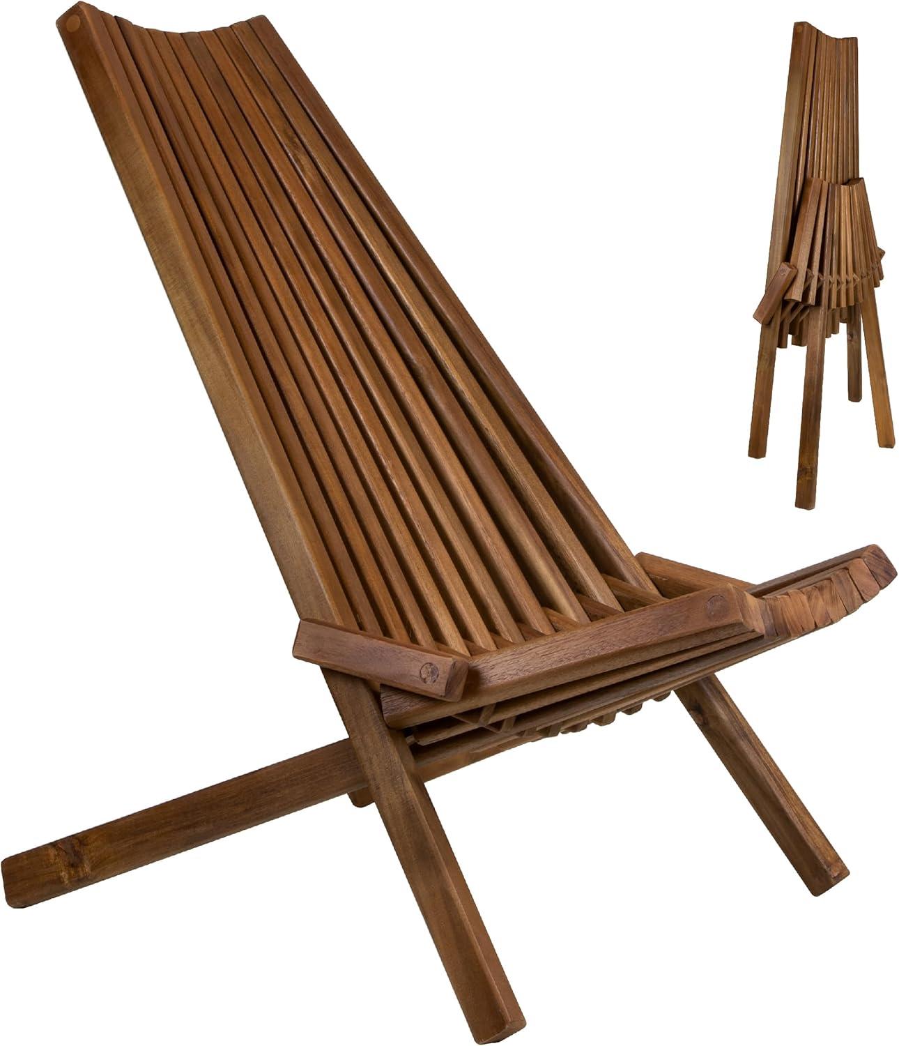 CleverMade Tamarack Folding Wooden Outdoor Chair, Cinnamon (Assembled)