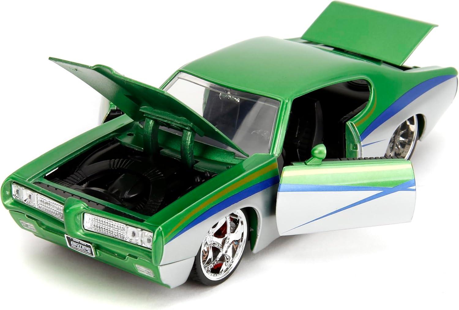 1969 Pontiac GTO Judge Green Metallic and Silver with Stripes "Bigtime Muscle" Series 1/24 Diecast Model Car by Jada(Selections May Vary)