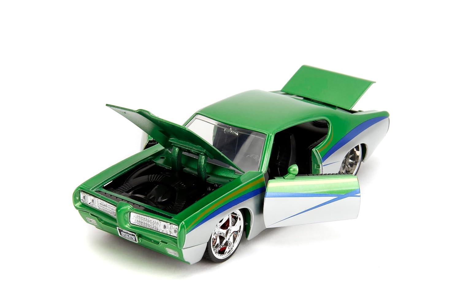 1969 Pontiac GTO Judge Green Metallic and Silver with Stripes "Bigtime Muscle" Series 1/24 Diecast Model Car by Jada(Selections May Vary)