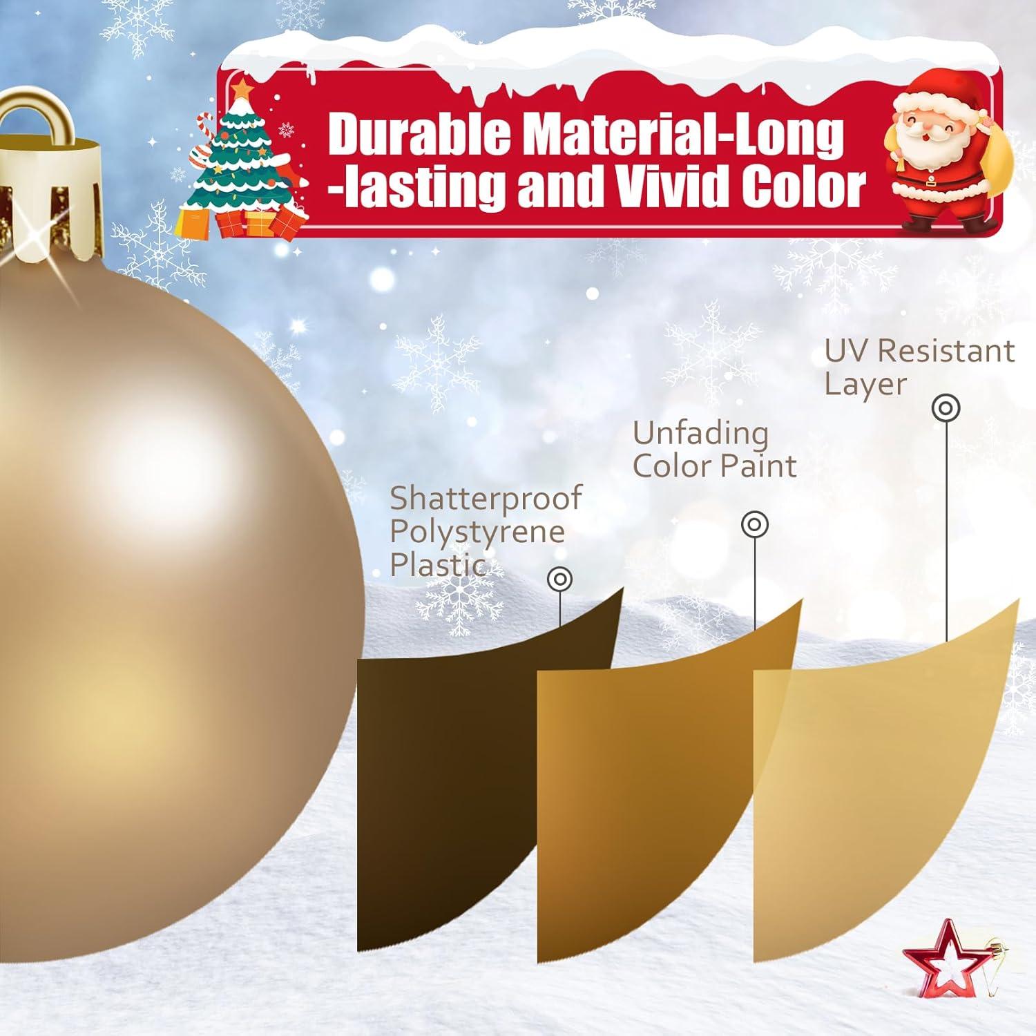 TranquilBliss Christmas Ball Ornaments 24pcs 1.57-Inch Tree Decorations - Ideal for Xmas Tree, Holiday Party, Wreath & Tabletop Decor(Champagne)