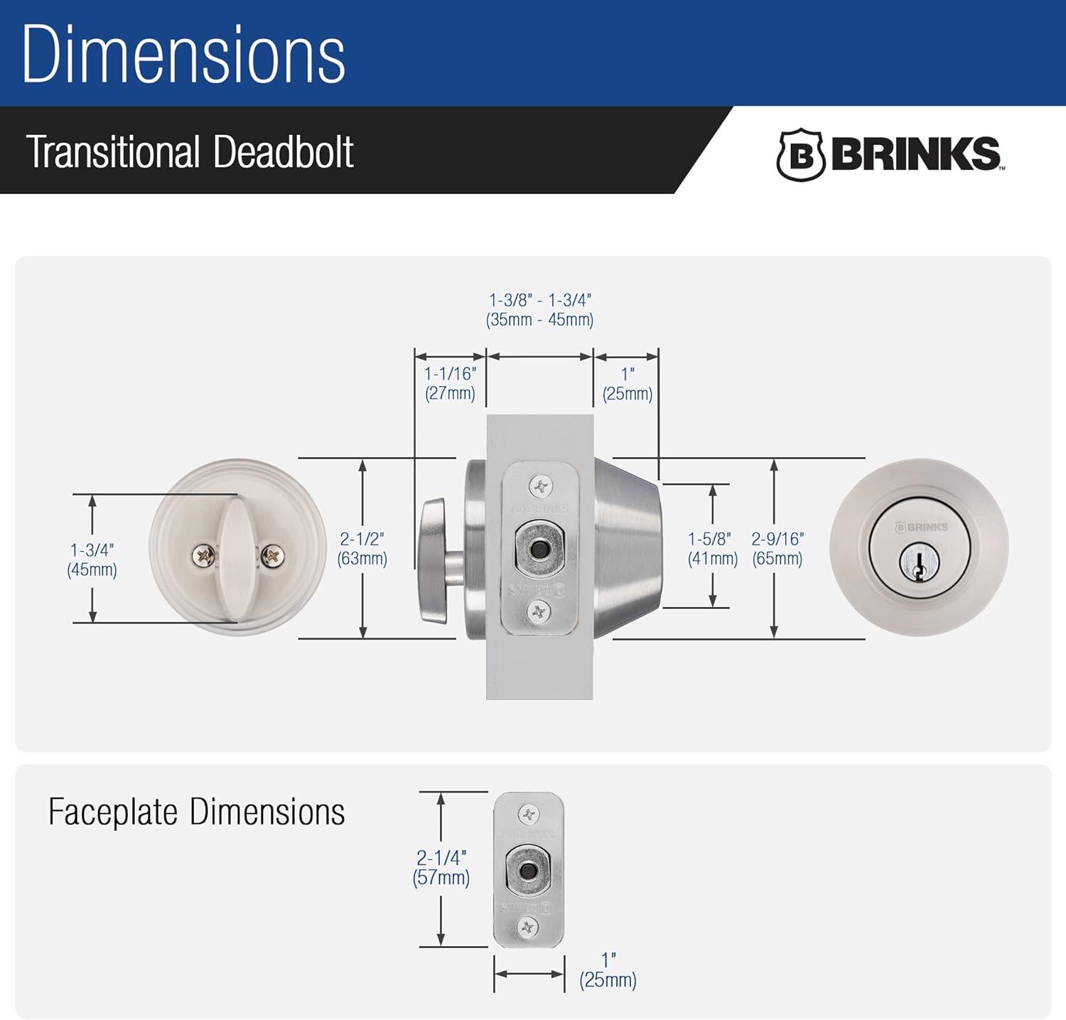 Brinks E2401 Raleigh Single Cylinder Keyed Entry Deadbolt From The Transitional Collection