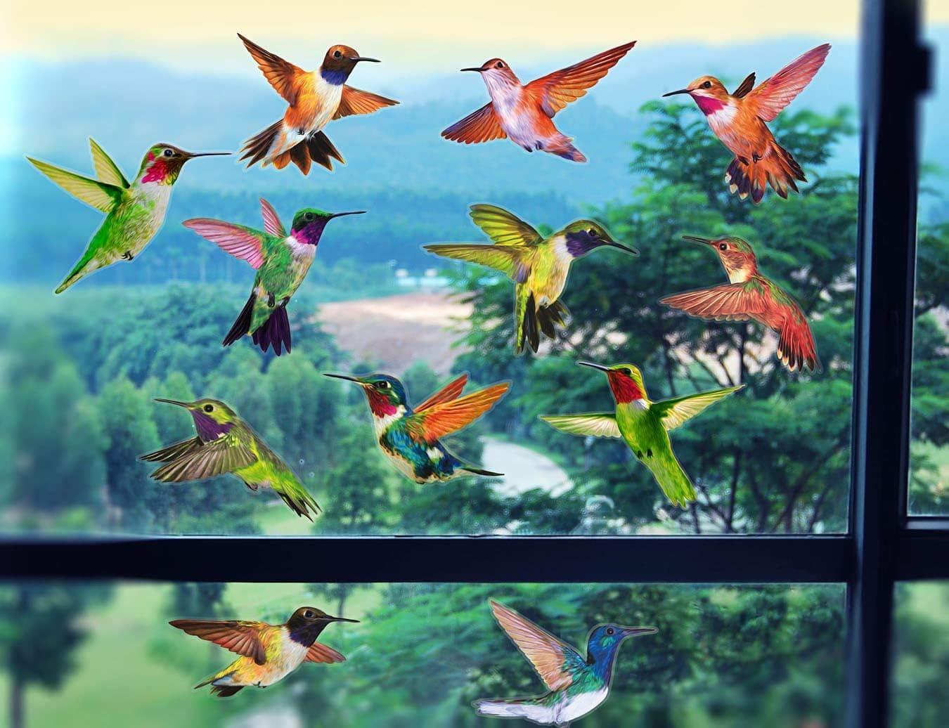 Petallo Anticolisión Window Se Pega, Calcomanías de Colibrí de Alerta Bird Resistente a Rayos UV, Rojo, 12 Piezas