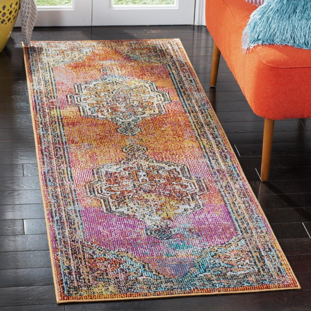 Crystal CRS502 Power Loomed Runner Rug - Orange/Light Blue - 2'2"x7' - Safavieh.