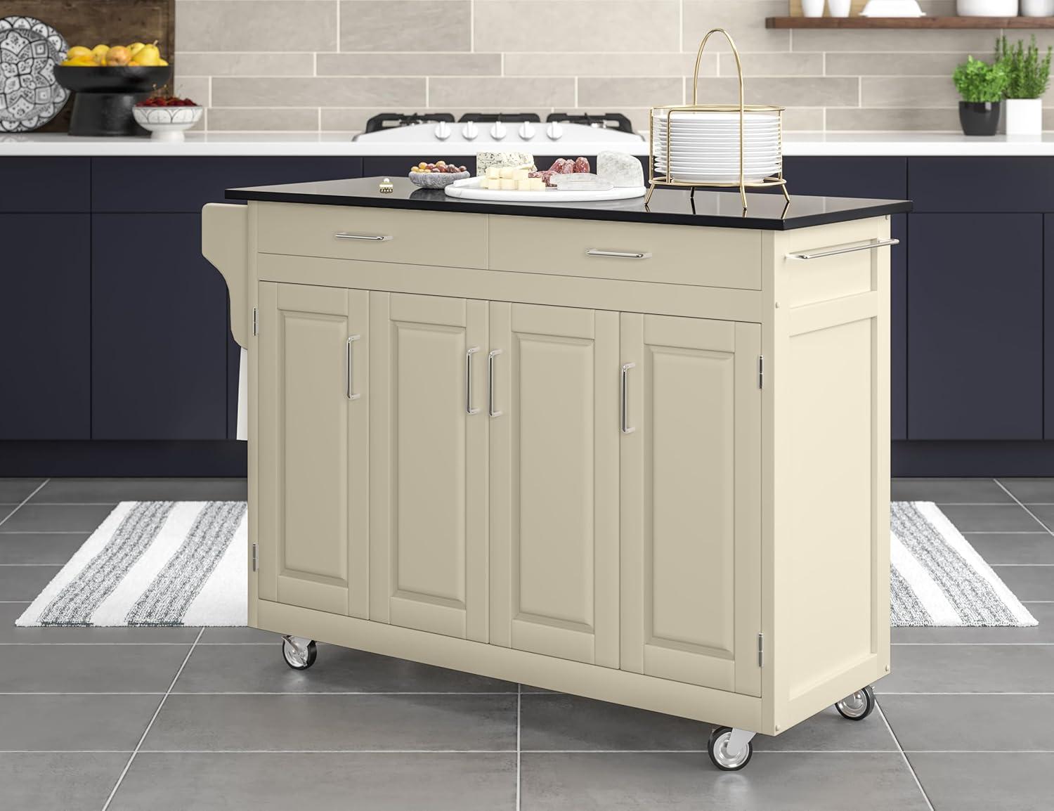 Create-a-Cart White Kitchen Cart With Stainless Top