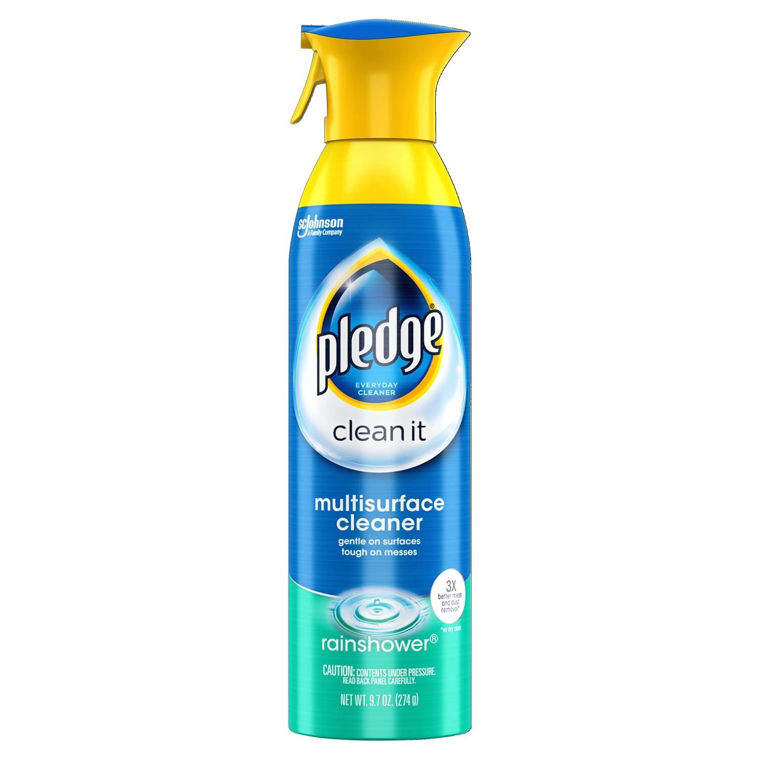 Pledge® Multi Surface Cleaner, Everyday Cleaner™, Aerosol, Rainshower Scent, 9.7 oz