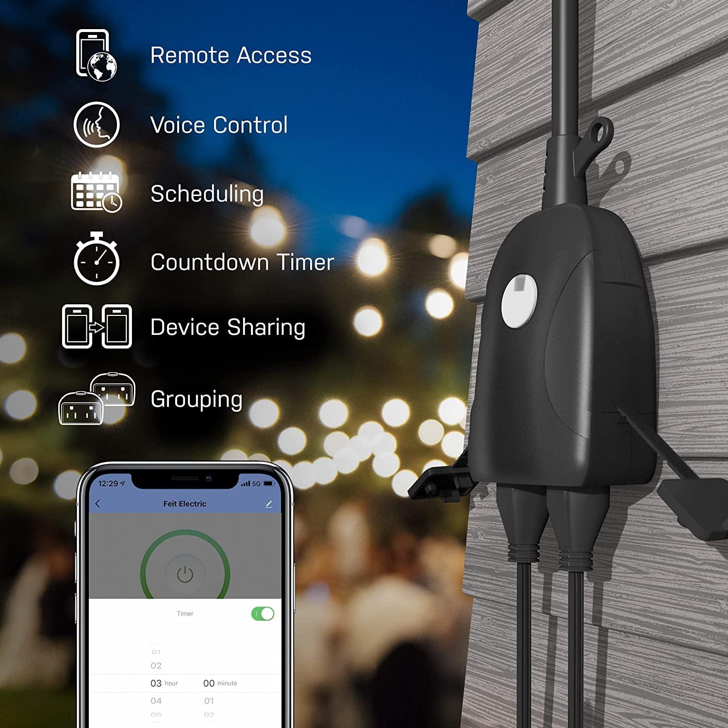 Feit Electric Commercial and Residential PVC Smart Dual Outlet Outdoor Plug w/Wifi 3R