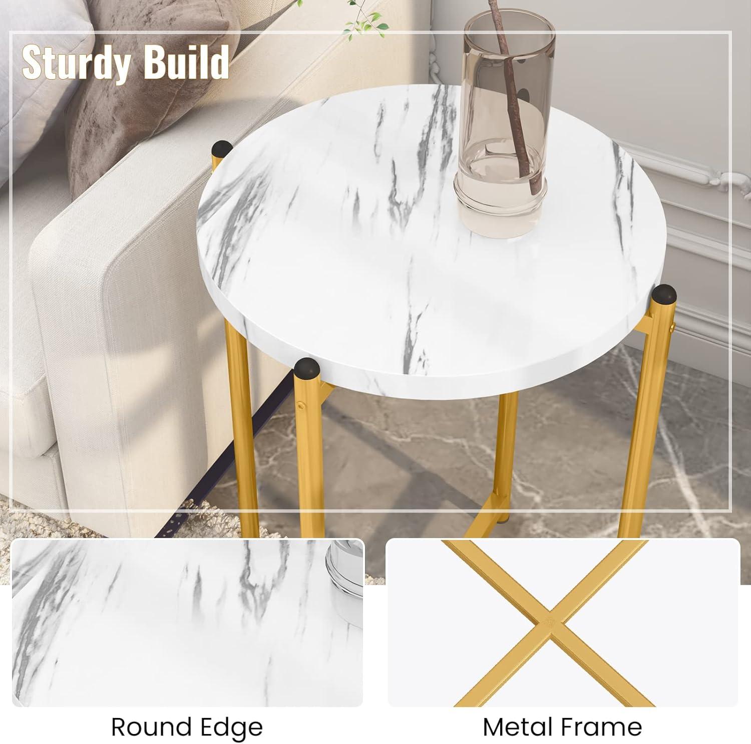 AWQM 3 Piece Modern Faux Marble Coffee Table and Coffee Table Set with Storage Shelves.