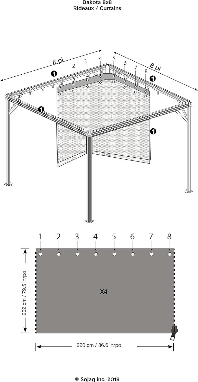 Dakota Brown Polyester Gazebo Curtain Panels Set