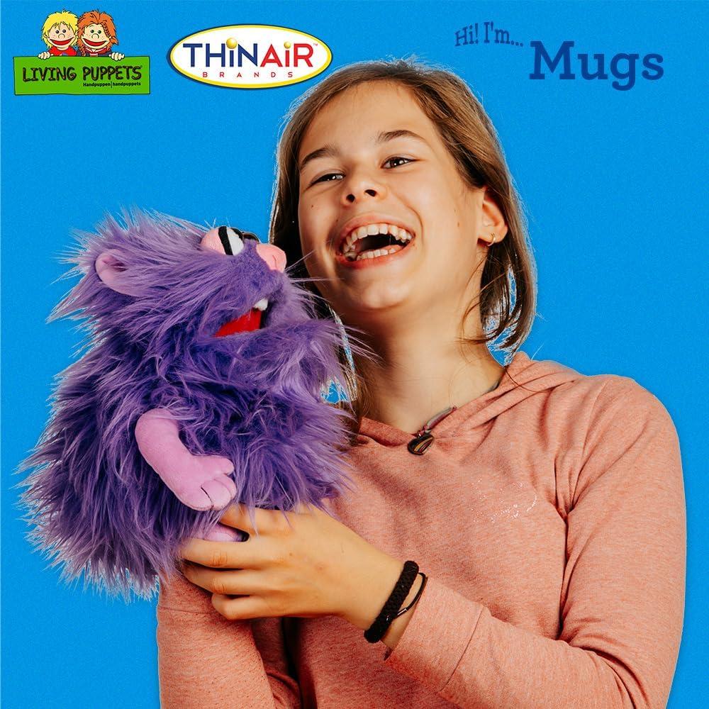 Living Puppets - Mugs The 12-Inch Purple Friendly Monster, Plush Hand Puppet - Fine European Design, Ultra-Soft and Cuddly, Promotes Child Development, Safety Certified, Teacher Recommended