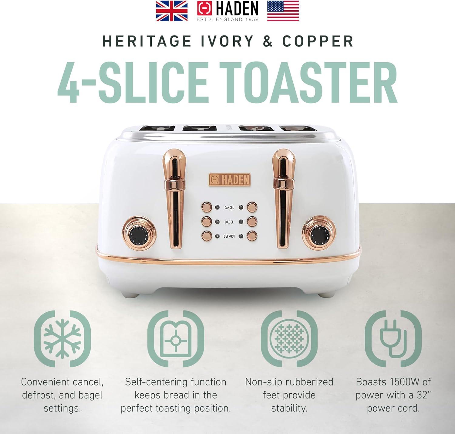 HADEN Heritage 4-Slice Wide Slot Toaster