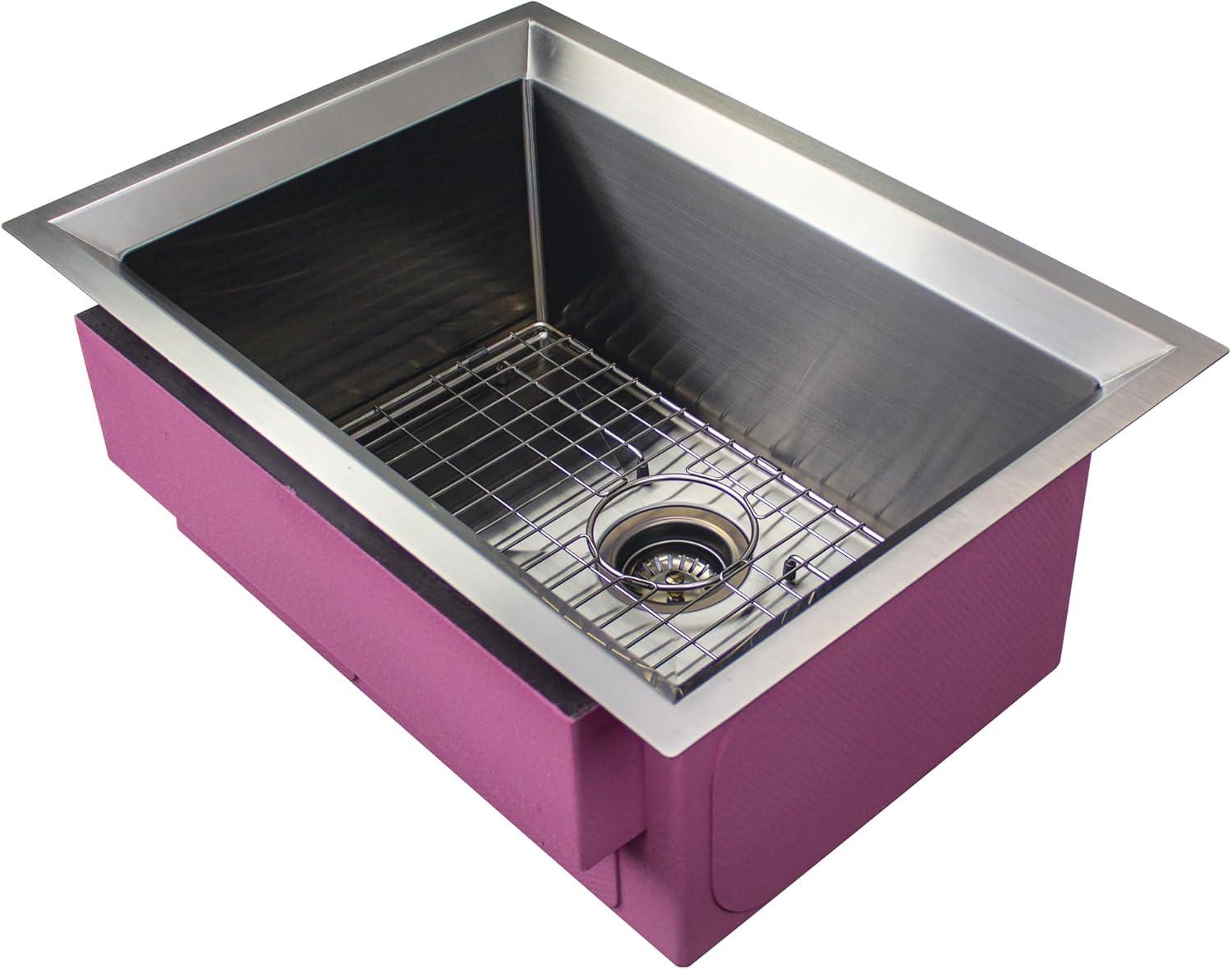 Transolid Studio 26-in x 19-in x 11-in Undermount Stainless Kitchen Sink, SinkPocket, Grid, Strainer