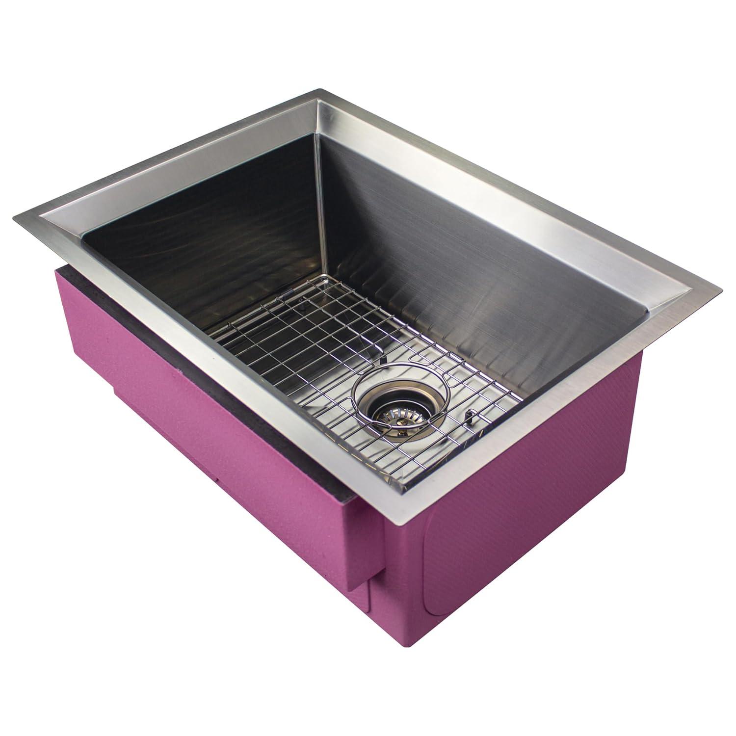 Transolid Studio 26-in x 19-in x 11-in Undermount Stainless Kitchen Sink, SinkPocket, Grid, Strainer