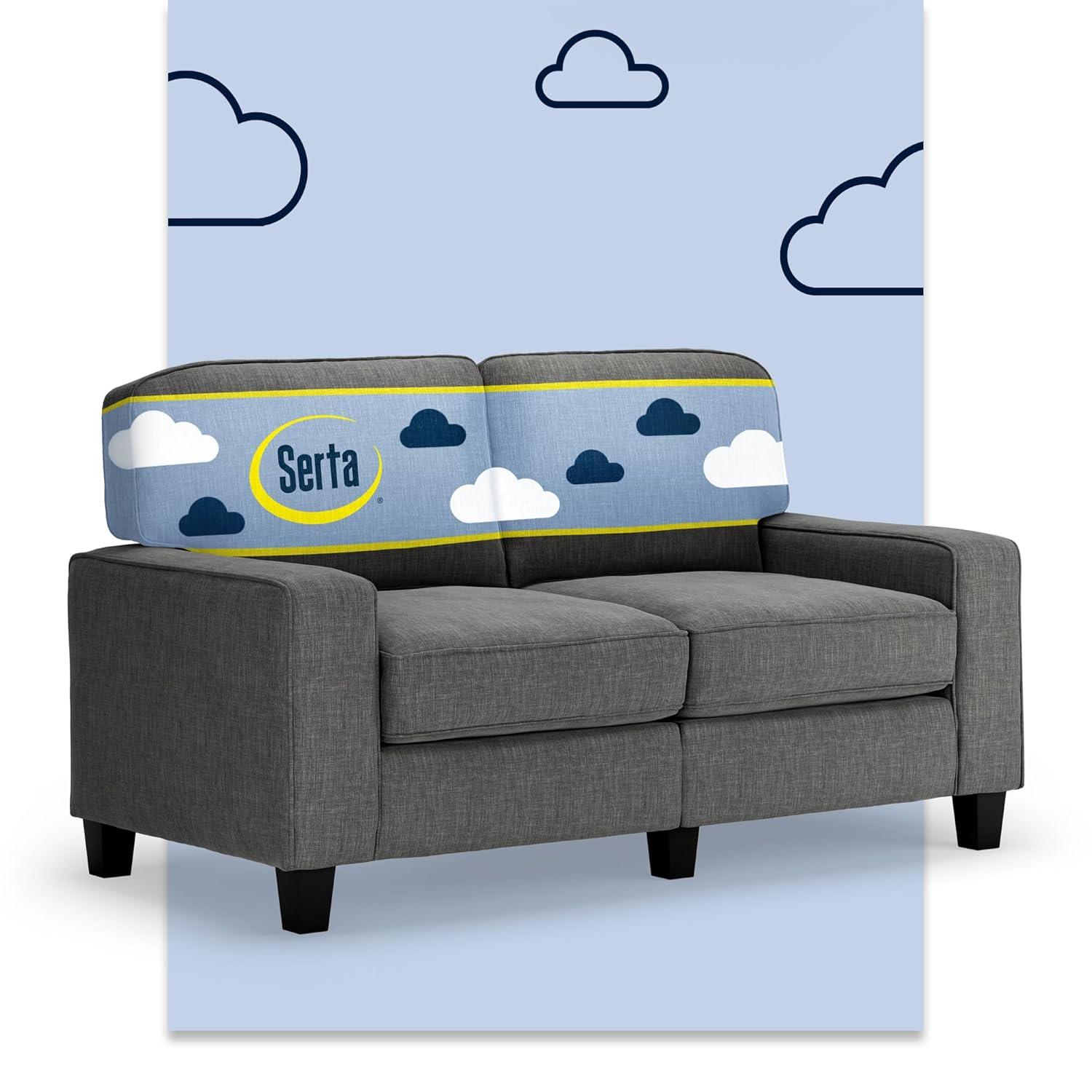 Serta Palisades 61" Track Arm Sofa, Easy Care Fabric, Soft Pillow Back, Pocket Coil Seat Cushions