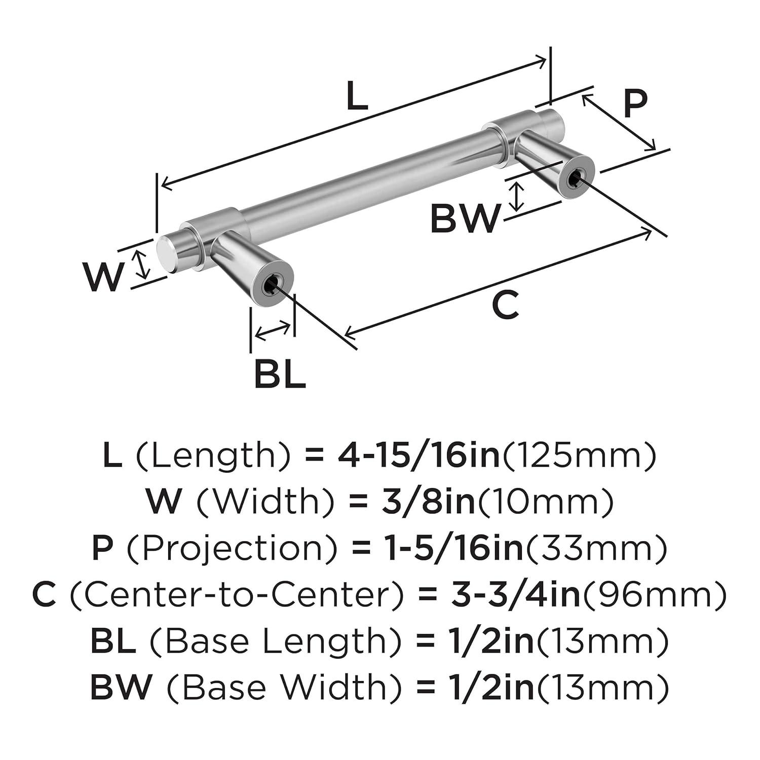 Amerock Destine 3-3/4 inch (96mm) Center-to-Center Polished Chrome Cabinet Pull