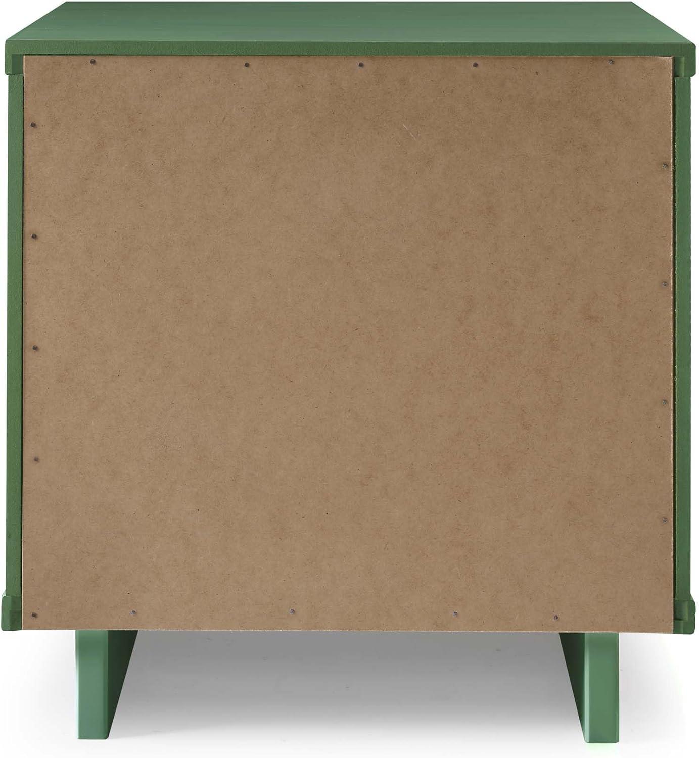 Manhattan Comfort Set of 2 Granville 2 Drawer Nightstands Sage Green: Modern Design, Soft Close, Metal Handles