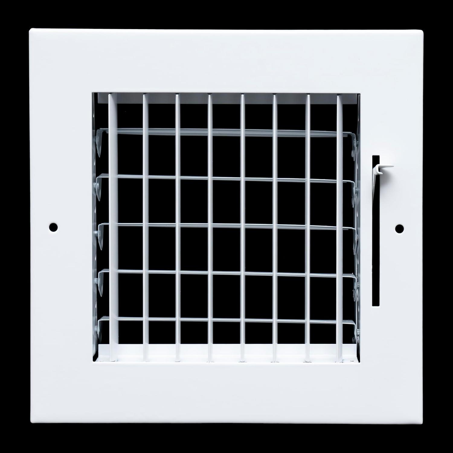 Fits 6x6 Duct Opening Steel Adjustable Air Supply Grille by Handua | Register Vent Cover Grill for Sidewall and Ceiling | White | Outer Dimensions: 7.75" X 7.75"