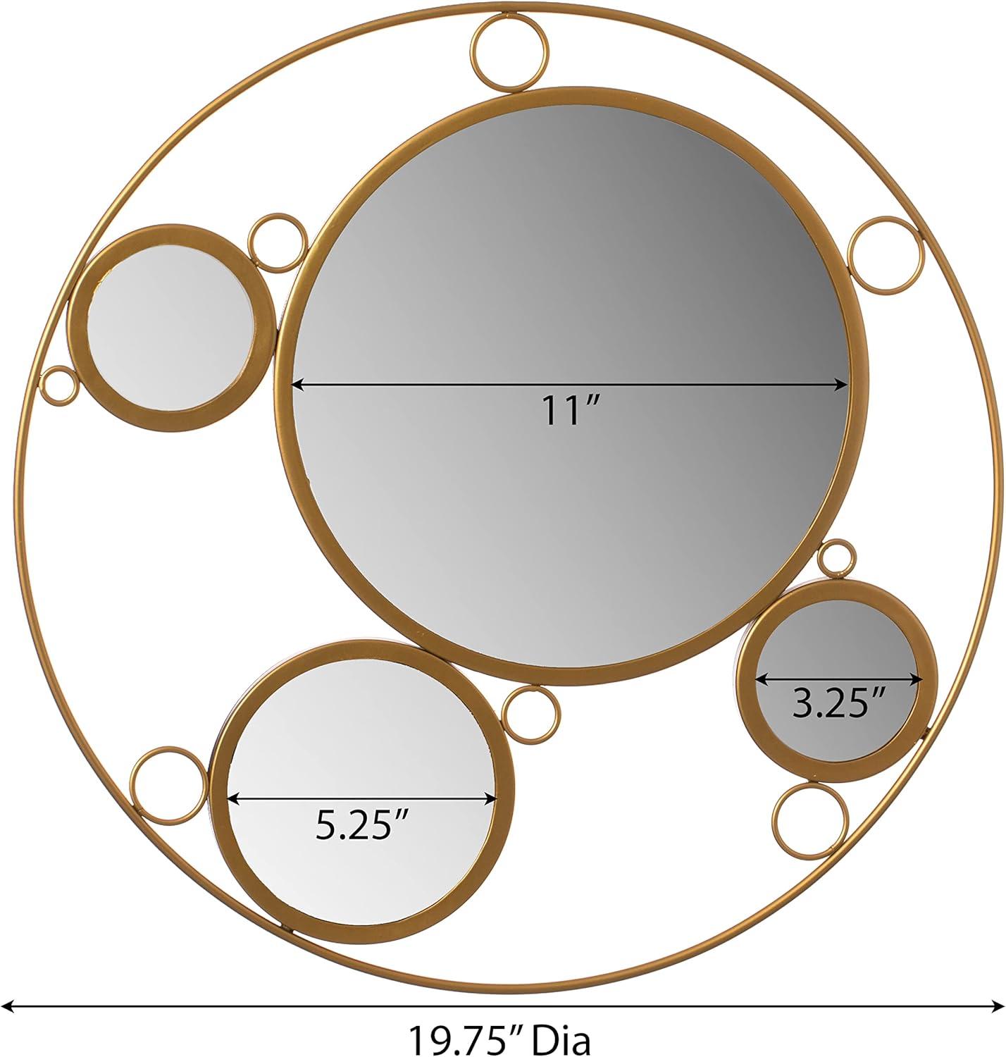 Hildebert Decorative 19.75-inch Round Frame Gold Modern Accent Mirror with 4 Glass Mirror Balls