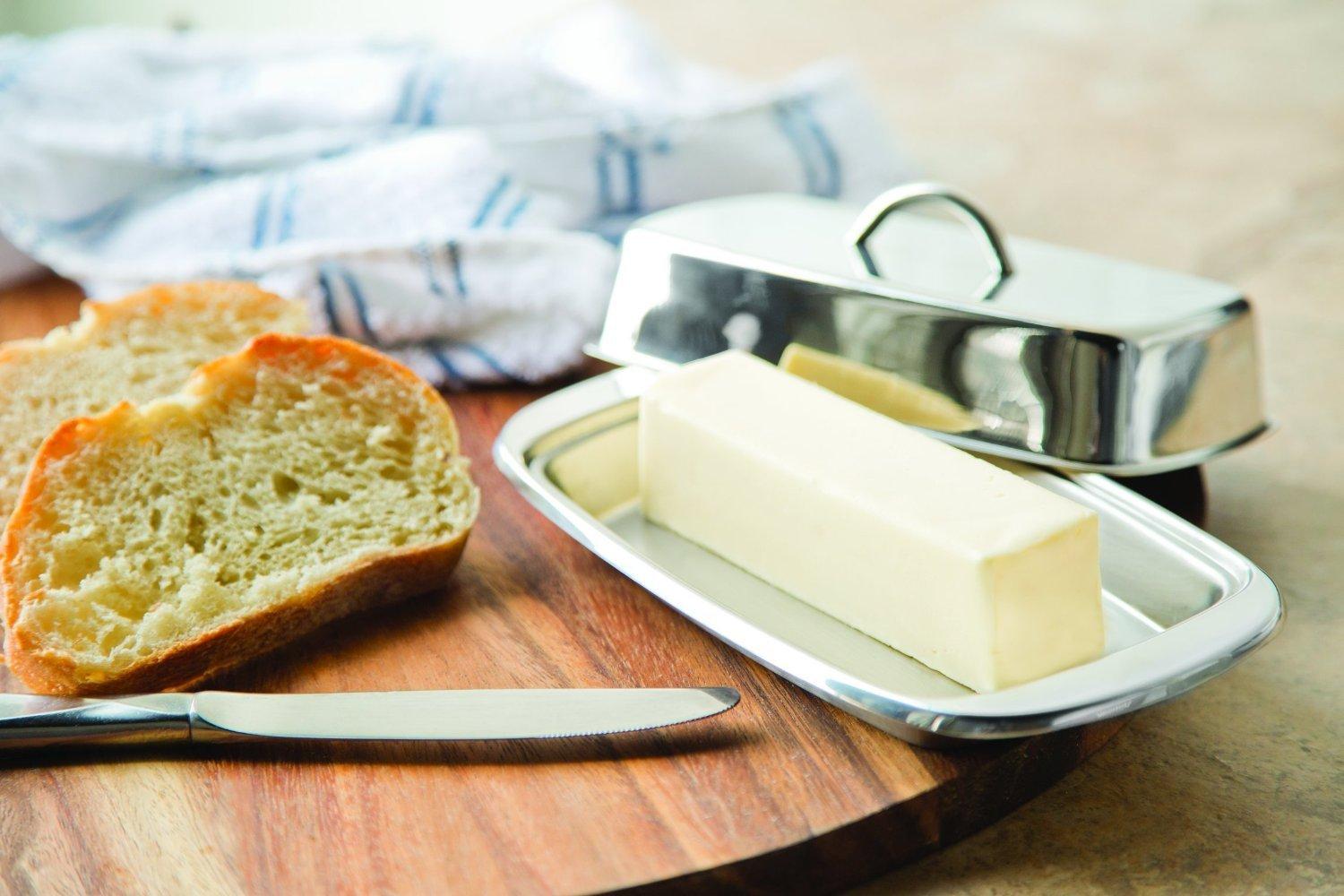 Fox Run 6510 Classic Stainless Steel Butter Dish, Kitchen Dining, 2.75"x7.5"x4"