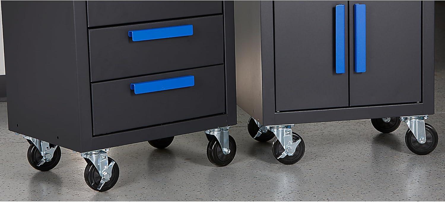 Strongway 6-Pc. Steel Garage Storage System with Drawers, Pegboard, Shelves, Tabletop, 2 Rolling Cabinets, 81.5in. x 75.7in.