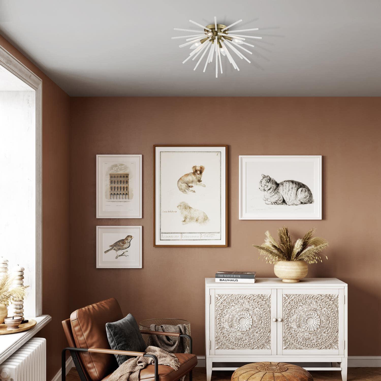 Livex Lighting Uptown 4 - Light Flush Mount in  Antique Brass